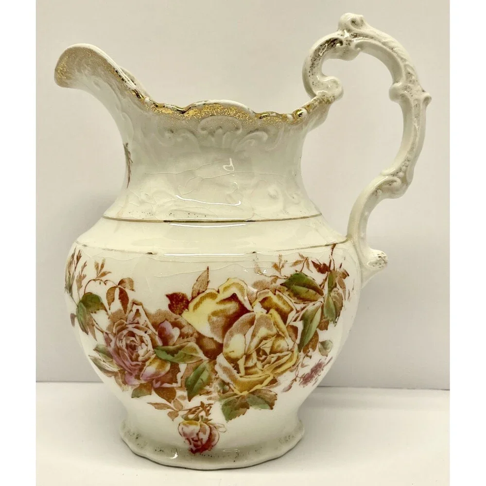 Vintage/antique Ballard's Obelisk Flour Advertising Pitcher Louisville Roses